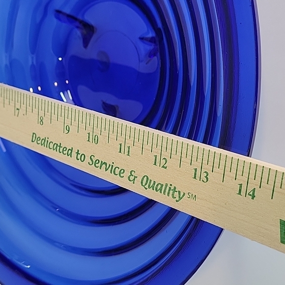 Cobalt Blue Footed  Tiered Glass Bowl Large 14" Round - Picture 4 of 11
